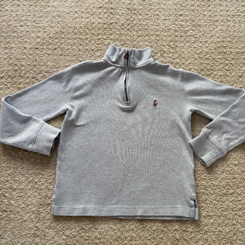 Boys Cotton Interlock Quarter-Zip Pullover by Polo